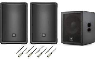 2x JBL IRX 108BT + IRX115 Subwoofer - 4 Cables XLR >> XLR 6 metros
